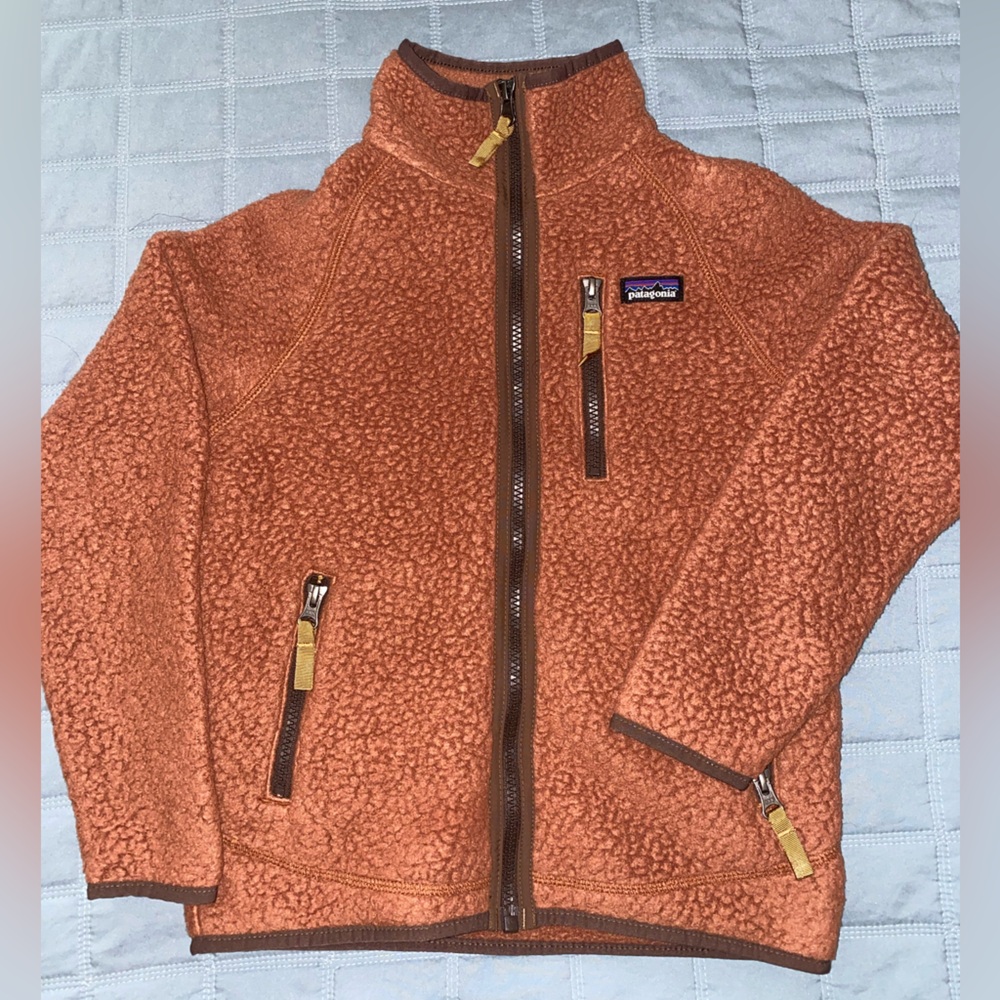 Patagonia Orange Fleece Jacket with High Collar